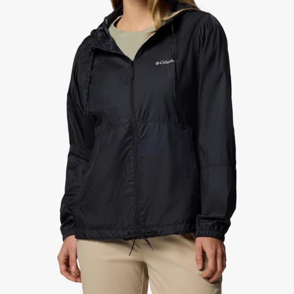 Columbia black and white raincoat